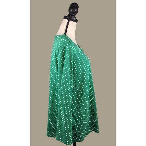 Quacker Factory Green and White Polka Dot Snap Front Jacket Size 2X - Picture 4 of 9